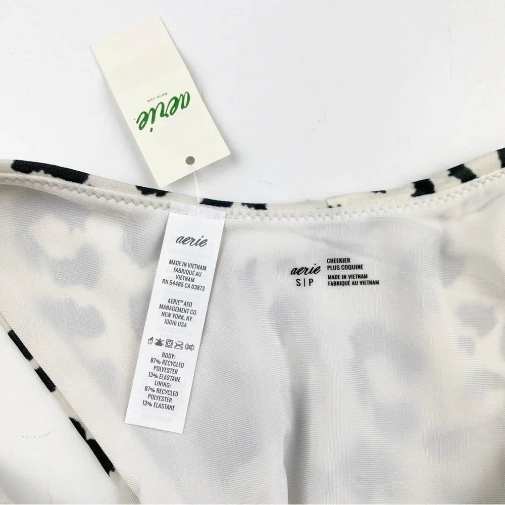 Aerie Super High Cut Cheekier Bikini Bottom Animal Print Size S NWT